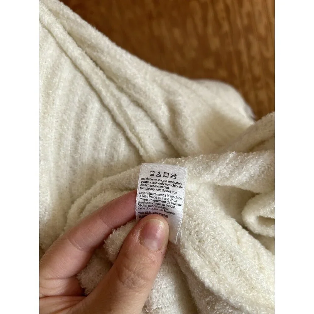 Barefoot Dreams Cozychic Lite Knit Soft Open Cardigan Cream 3/4 Sleeveless S/M - Picture 8 of 9